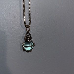 24 inch sterling silver chain with sterling silver Gem Cage Pendant